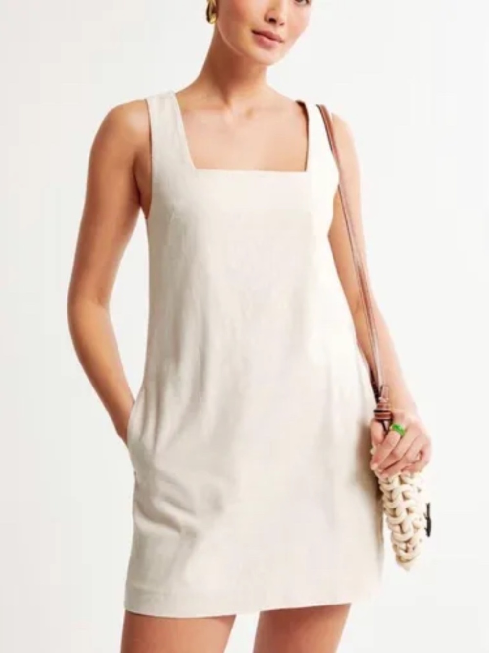 Abercrombie & Fitch Linen-Blend Wide Strap Mini Dress